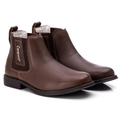 Imagem de Bota Masculina Couro Cano Curto Lisa Elástico Confortável