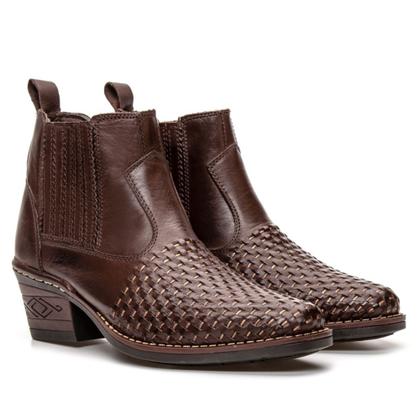 Imagem de Bota Masculina Texana Country Elastico Couro Legitimo
