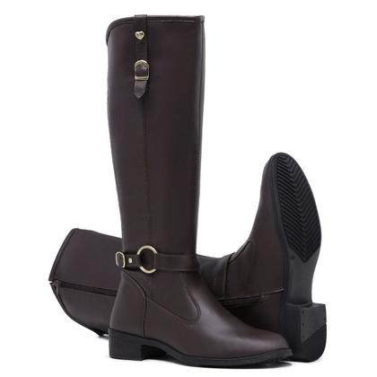 Imagem de Bota Montaria Feminina de Cano Alto com Ziper e Fivela Moda Inverno Schiareli - Ref. 11080