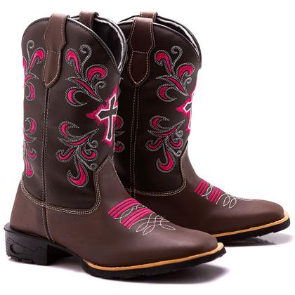 Imagem de Bota Texana Feminina Country Bico Quadrado Couro