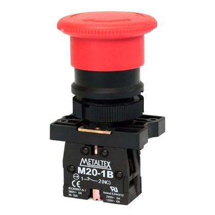 Imagem de Botão Cogumelo Com Trava Vermelho 1NF Metaltex