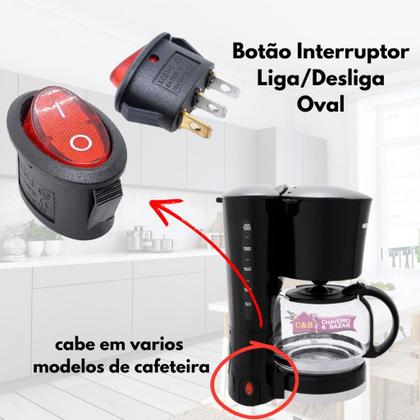 Imagem de Botão Interruptor Liga Desliga Cafeteira Oval