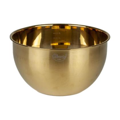 Imagem de Bowl Tigela de cozinha Multiuso de Inox 3,5L com medidas Dourado Preparar Armazenar Servir