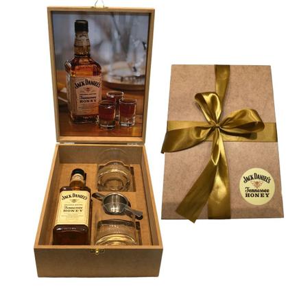 Imagem de Box Whisky Jack Daniels Honey Mel 375ml + 2 Copos + Dosador