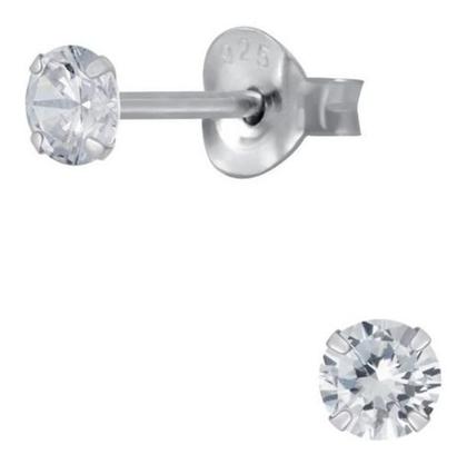Imagem de Brinco Com Pedra Zirconia Redonda 4Mm Brilho Prata 925