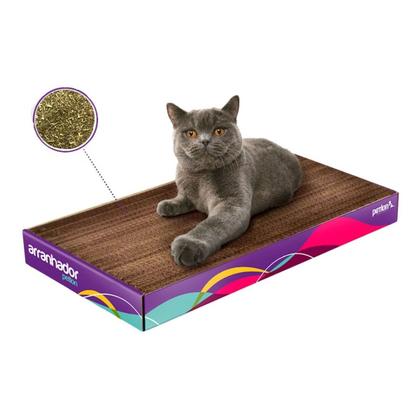 Imagem de Brinquedo Arranhador De Papelão Para Gatos Gatinhos Pets + Catnip Erva do Gato Cat Nip Relaxante 100% Natural Poste Protetor Sofá Cama Cortina Petlon