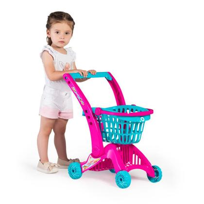 Imagem de Brinquedo Carrinho de Supermercado Infantil Imaginativa Compras c/ Cesto