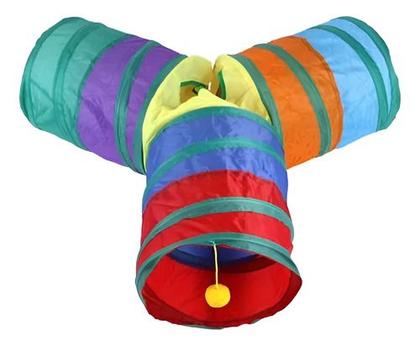 Imagem de Brinquedo Interativo Labirinto Túnel Pet Cães E Gatos Formato Y Colorido 3 Saídas