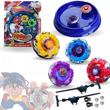 Imagem de Briquedo Kit 4 Beyblade Metal + 2 Lançador