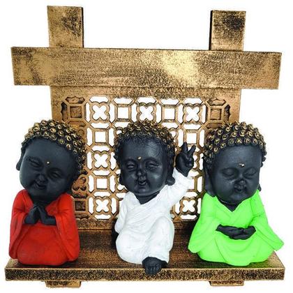 Imagem de Budinhas Trio Monges Altar Painel Zen Em Resina - Amarelo