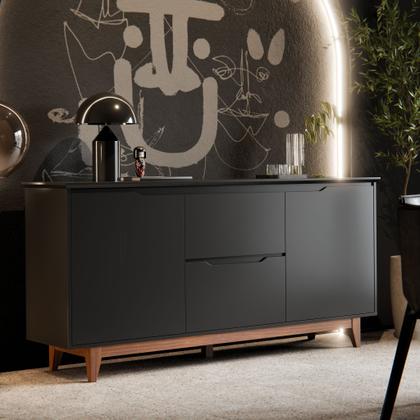 Imagem de Buffet Grande 2 Portas 2 Gavetas Pés de Madeira Flow Ej Móveis