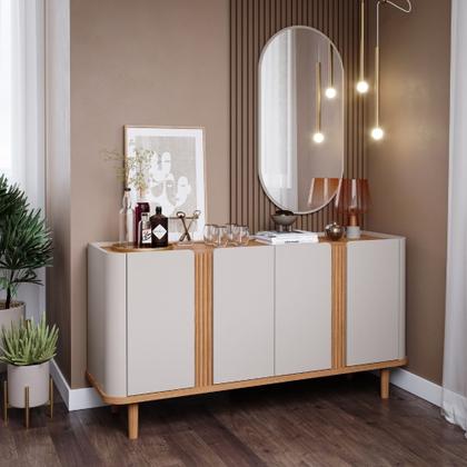 Imagem de Buffet Sala De Jantar 100% MDF 4 Portas Eva Cimol Off White/Nature 