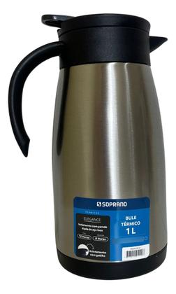 Imagem de Bule Térmico Soprano 1 Litro Aço Inox Com Gatilho Prateado