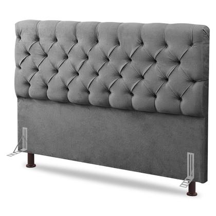 Imagem de Cabeceira Cama Box Casal Lylla 140cm Capitonê com Frame Suede Cinza - Abmaza