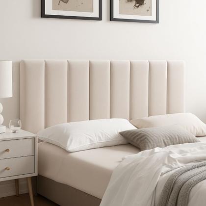 Imagem de Cabeceira Cama Box Casal Veludo Luxo Painel Kit 7 Modulos Rose