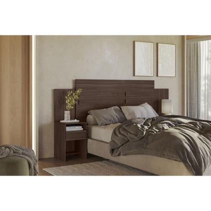 Imagem de Cabeceira Cama Box Madeirado Casal Triunfo c/ 2 Mesas e 2 Gavetas Cafe Touch - Demóbile