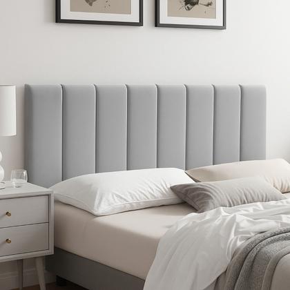 Imagem de Cabeceira Cama Box Modular Estofada luxo Casal Veludo Premium Painel 140x60 Cinza
