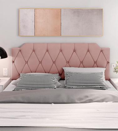 Imagem de Cabeceira Cama De Casal Box Kelly Estofada Suede 140x55cm Diversas Cores