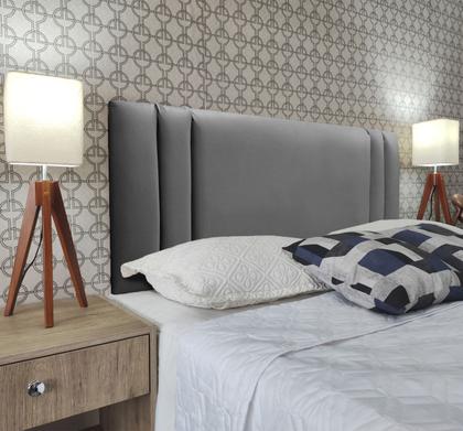 Imagem de Cabeceira Casal 140 Cama Box Double Siena Cinza Corano Painel RBL