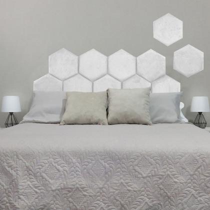 Imagem de Cabeceira Colmeia Hexagonal Módulos Suede Liso Rbl