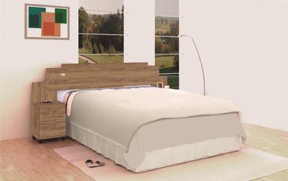 Imagem de Cabeceira Estilo Retrô Regulável Para 2 Medidas de Colchão 1,38 e 1.58m Com 2 Mesas de Cabeceira e Gaveta Com Chave Cor Teka