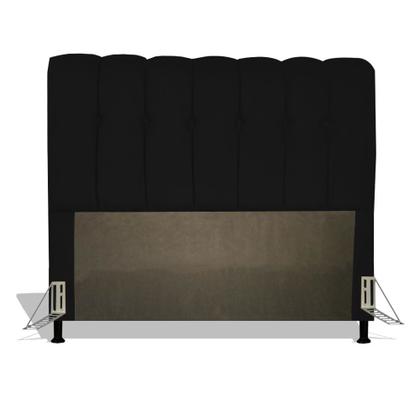 Imagem de Cabeceira Estofada Florença 195 cm Para Cama Box Quarto King Size Luxo MV Estofados Suede Preto