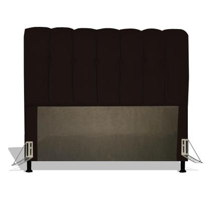 Imagem de Cabeceira Estofada Florença 195 cm Para Cama Box Quarto King Size Luxo Suede Marrom