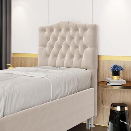 Imagem de Cabeceira Estofada para Cama Box Pollux 90 para Cama de Solteiro Sued Bege Aradecor