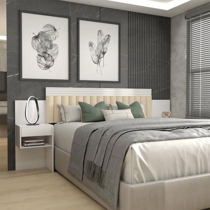 Imagem de Cabeceira Extensível Casal/Queen Luna 2 Gavetas Branco - Panorama Móveis