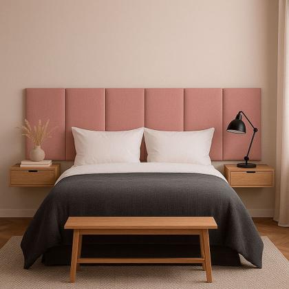 Imagem de Cabeceira King 10 Módulos Estofados Placa Cama Box Adesiva 200cm