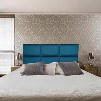 Imagem de Cabeceira Módena H6 Azul Royal Suede Liso Queen 160 X 60