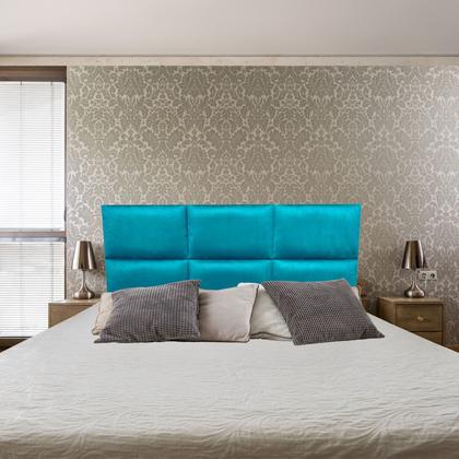 Imagem de Cabeceira Módena H6 Azul Turquesa Suede Liso Queen 160 X 60