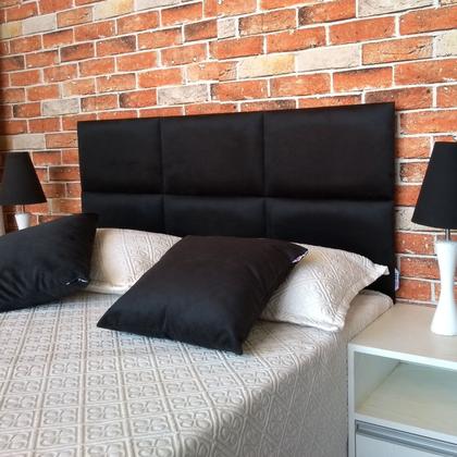 Imagem de Cabeceira Módena H6 Preto Suede Liso King 195 X 120 Cm