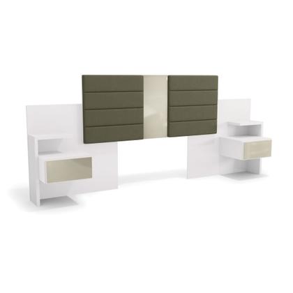 Imagem de Cabeceira para Box Casal/Queen 263cm 2 Gavetas com Mesas de Apoio Complet Kappesberg - Branco