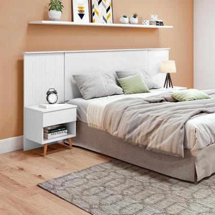 Imagem de Cabeceira Queen com 2 Mesas de Apoio Like 2 GV Branca