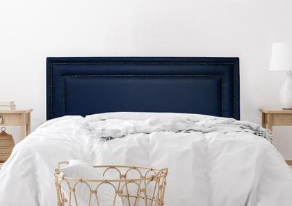 Imagem de Cabeceira Queen Reta Luxo Dupla 160x60 Sintético Azul - Tachas Fumê