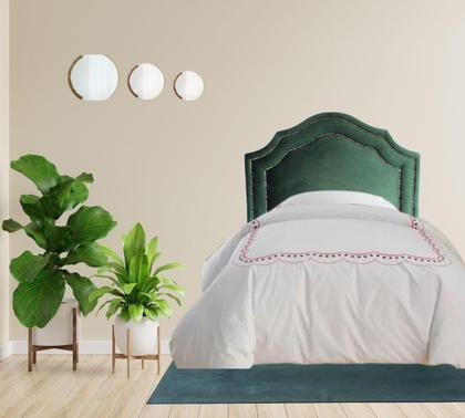 Imagem de Cabeceira Solteiro Cama Box Veludo Verde Provençal Dupla