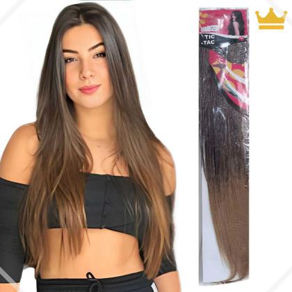 Imagem de Cabelo Aplique Tic Tac Liso Orgânico 1 Tela 150gr De 70cm