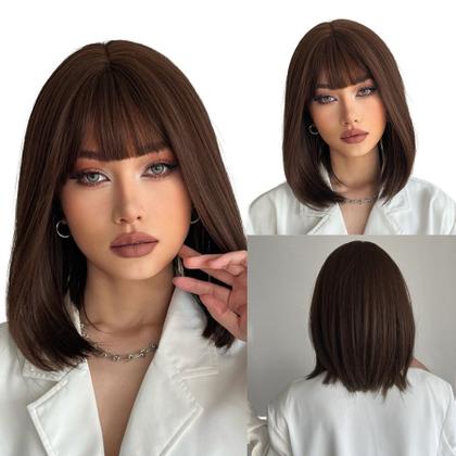 Imagem de Cabelo wig lace peruca curta  aspecto natural fibra organica