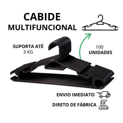 Imagem de Cabide Adulto Preto Reforçado 38cm Kit 20 Unidades Suporta até 3kg Polipropileno Para SaiasCalças e Blusas Atacado para Lojas