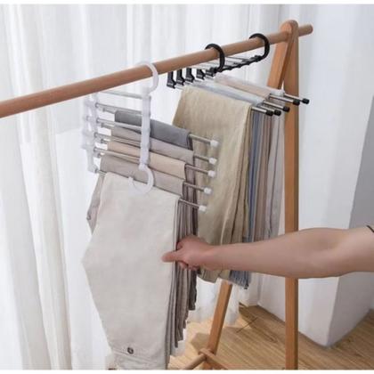 Imagem de Cabide Multifuncional para Calças de Inox com 5 Divisórias Branco