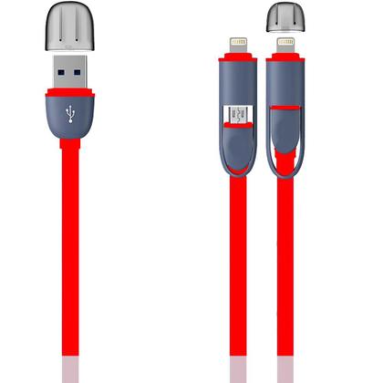 Imagem de Cabo  2em1 USB X Micro USBV8 e lightning) C/ 1.2M VLH MBTECH