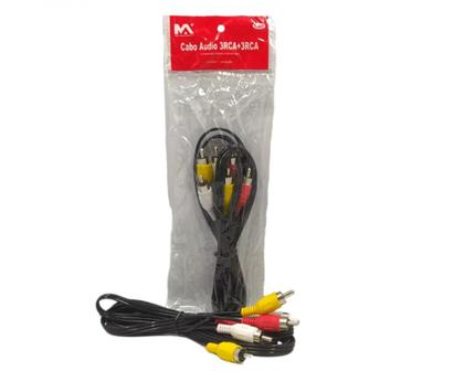Imagem de Cabo 3 RCA Áudio Estéreo 1,5 Metros MaxMidia MA-30857-31: Para TV, DVD e Som