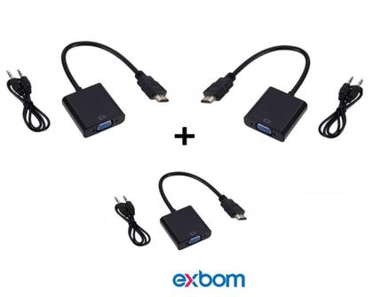 Imagem de Cabo Adaptador Conversor HDMI Para VGA Com Saída P2 Áudio
