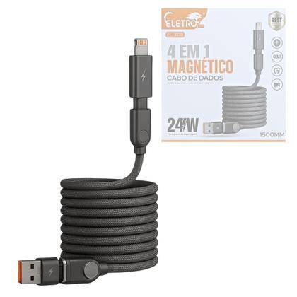 Imagem de Cabo de Dados Magnético 4 em 1 Conexão TURBO 1,5 Metros 240W