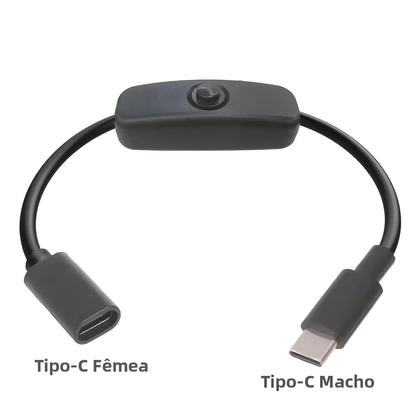 Imagem de Cabo De Extensão USB C Para Micro USB Com Interruptor ON/OFF, Cabo De Carregamento PD 5V, Macho Para