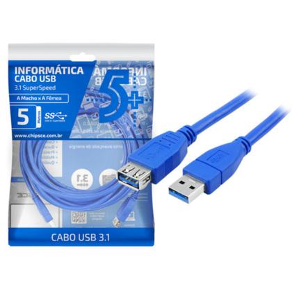 Imagem de Cabo Extensor Usb 3.1 Macho E Fêmea 5 Metros 5+ Ultra Rápido