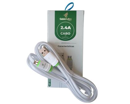 Imagem de Cabo GoldenUltra 2m Micro-USB V8 Branco 2.4A