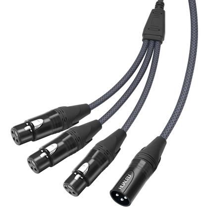 Imagem de Cabo HUALEU 1 macho XLR para 3 fêmeas XLR, divisor Y de 5 pés