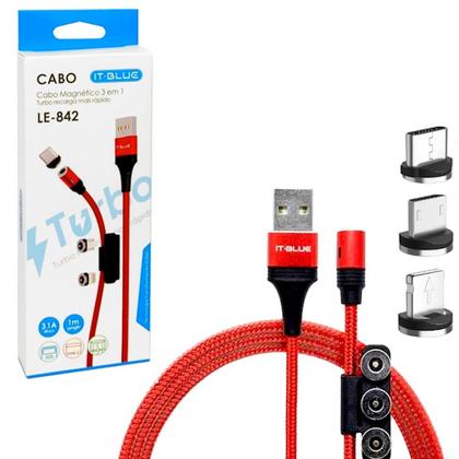 Imagem de Cabo Magnético 3 em 1 Prático para Carregar Controle de Vídeo Games Kit com 2